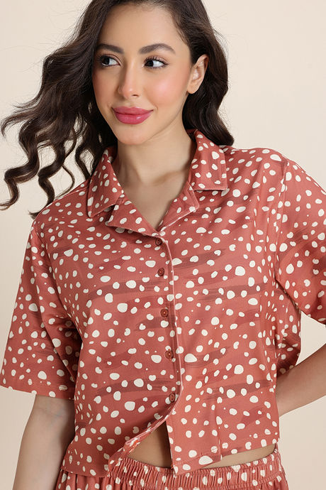 Zivame Dot & Doze Knit Poly Pyjama Set - Raw Sienna — image 6